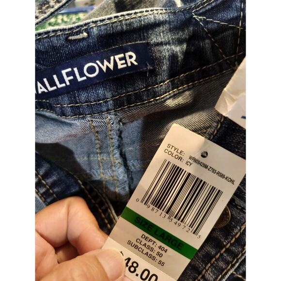 4002) Wallflower Bibs Icy Blue Denim Overall Crisscross (JR) Large - Picture 8 of 9